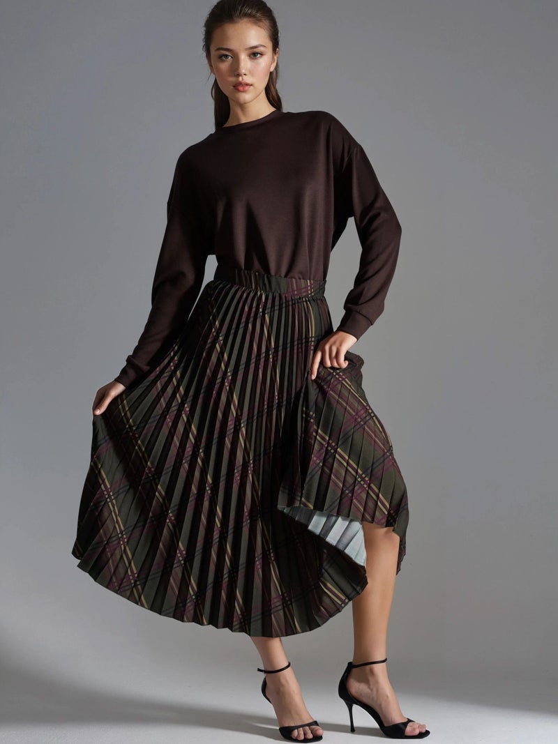 BUSEM Patterned Pleated Maxi Skirt - Image 1